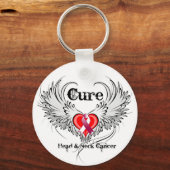 Cure Head Neck Cancer Heart Tattoo Wings Sleutelhanger (Voorkant)
