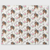 Cure Horse Elegant White Birthday Girl Cadeaupapier (Vlak)