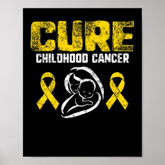 Cure Kinderkanker Gold Ribbon Ondersteuning Moeder Poster (Voorkant)