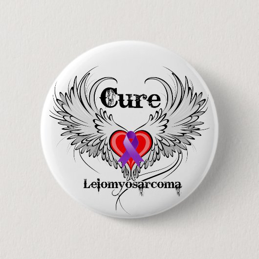 Cure Leiomyosarcoma Heart Tattoo Wings Ronde Button 5,7 Cm (Voorkant)
