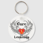 Cure Leukemia Heart Tattoo Wings Sleutelhanger (Voorkant)