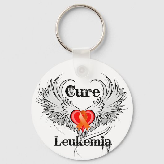 Cure Leukemia Heart Tattoo Wings Sleutelhanger (Voorkant)