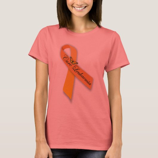 Cure Leukemia Oranje Ribbon Butterfly Shirt (Voorkant)