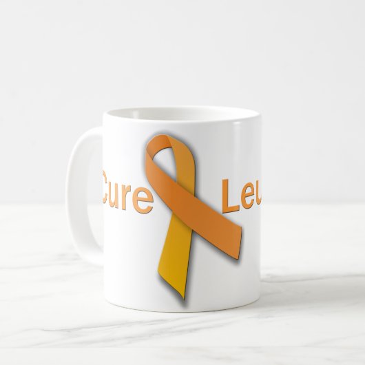 Cure Leukemia Oranje Ribbon Coffee Mok (Voorkant links)