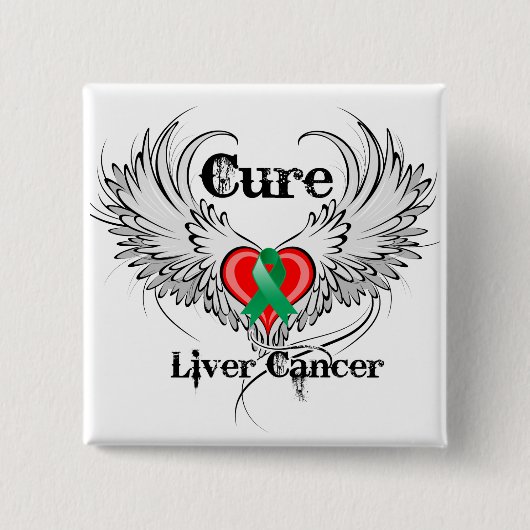 Cure Liver Cancer Heart Tattoo Wings Vierkante Button 5,1 Cm (Voorkant)