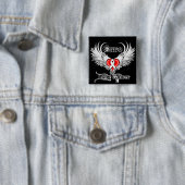 Cure Lung Cancer Heart Tattoo Wings Vierkante Button 5,1 Cm (In situ)