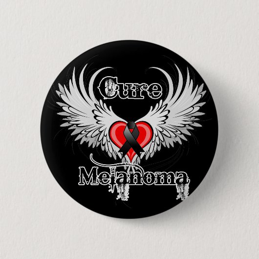 Cure Melanoma Heart Tattoo Wings Ronde Button 5,7 Cm (Voorkant)
