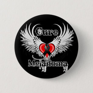 Cure Melanoma Heart Tattoo Wings Ronde Button 5,7 Cm