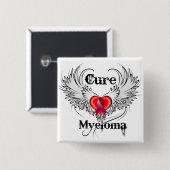 Cure Myeloma Heart Tattoo Wings Vierkante Button 5,1 Cm (Voorkant /achterkant)