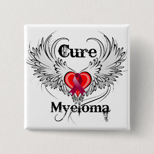 Cure Myeloma Heart Tattoo Wings Vierkante Button 5,1 Cm