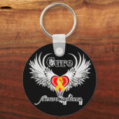 Cure Neuroblastoma Heart Tattoo Wings Sleutelhanger (Voorkant)