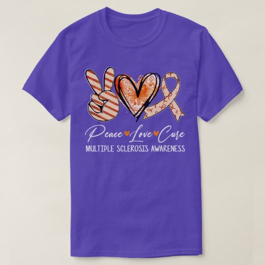 Cure Oranje lint Multiple Sclerosis Awareness T-shirt (Design voorkant)
