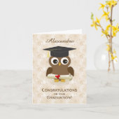 Cure owl, mortar, diploma Afstuderen Note Card Kaart (Gele Bloem)