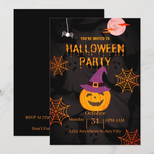 Cure pompoen Halloween party Uitnodiging (Voorkant / Achterkant)