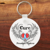 Cure Prostate Cancer Heart Tattoo Wings Sleutelhanger (Voorkant)