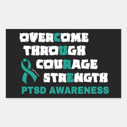 CURE...PTSD RECHTHOEKIGE STICKER (Voorkant)