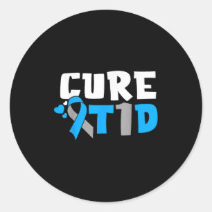 Cure T1d Diabetes Awareness Type 1 Blauw lint Ronde Sticker