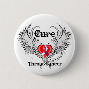 Cure Throat Cancer Heart Tattoo Wings Ronde Button 5,7 Cm
