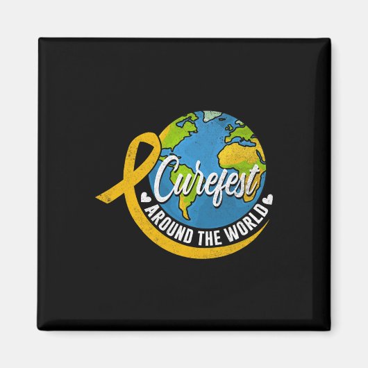 Curefest Rond De Wereld Kinderkanker  Magneet (Voorkant)