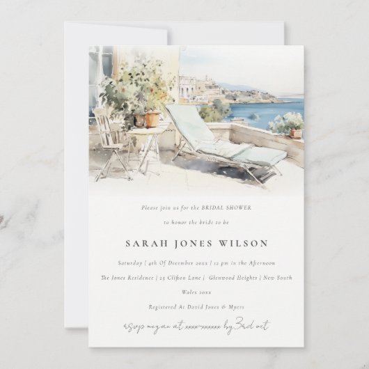 Curfu Griekenland Waterverf Landschap Vrijgezellen Kaart (Voorkant)