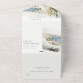 Curfu Griekenland Waterverf Landschap Wedding All In One Uitnodiging (Buitenkant)