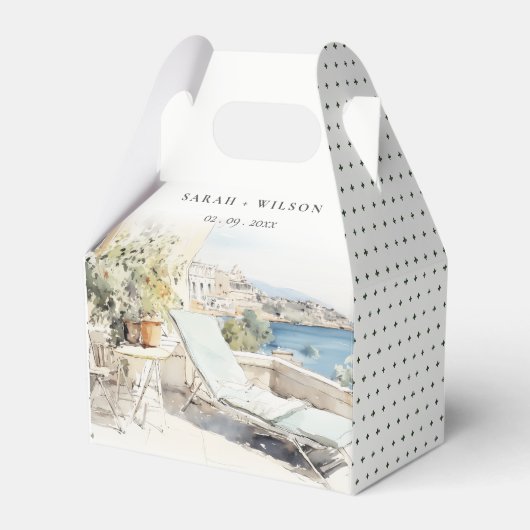 Curfu Griekenland Waterverf Landschap Wedding Bedankdoosjes (Voorkant Zijde)