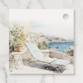 Curfu Griekenland Waterverf Landschap Wedding Bedankjes Labels (Achterkant)