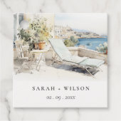 Curfu Griekenland Waterverf Landschap Wedding Bedankjes Labels (Voorkant)