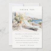 Curfu Griekenland Waterverf Landschap Wedding Bedankkaart (Voorkant)