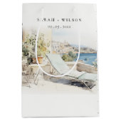 Curfu Griekenland Waterverf Landschap Wedding Medium Cadeauzakje (Voorkant)