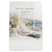 Curfu Griekenland Waterverf Landschap Wedding Medium Cadeauzakje (Achterkant)