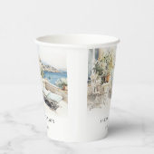 Curfu Griekenland Waterverf Landschap Wedding Papieren Bekers (Rechts)