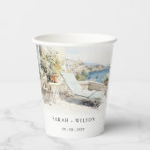 Curfu Griekenland Waterverf Landschap Wedding Papieren Bekers (Voorkant)
