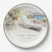 Curfu Griekenland Waterverf Landschap Wedding Papieren Bordje (Voorkant)