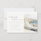 Curfu Griekenland Waterverf Landschap Wedding RSVP Kaartje (Voorkant)