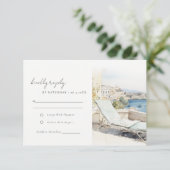 Curfu Griekenland Waterverf Landschap Wedding RSVP Kaartje (Staand voorkant)