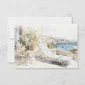 Curfu Griekenland Waterverf Landschap Wedding RSVP Kaartje (Achterkant)