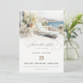 Curfu Griekenland Waterverf Landschap Wedding Save The Date (Staand voorkant)