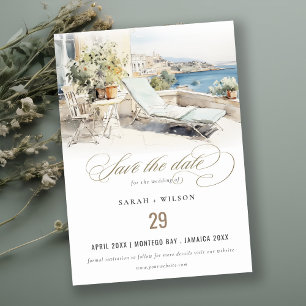 Curfu Griekenland Waterverf Landschap Wedding Save The Date