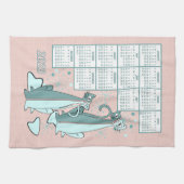 Curieuze agenda voor de retro medio 2023 theedoek (Horizontaal)