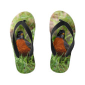 Curieuze Amerikaanse Robin Songbird in de gras Kinder Teenslippers (Voetbed)