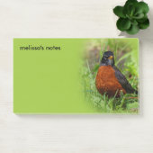 Curieuze Amerikaanse Robin Songbird in de gras Post-it® Notes (Kantoor)