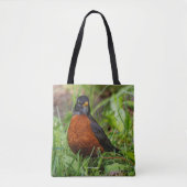 Curieuze Amerikaanse Robin Songbird in de gras Tote Bag (Voorkant)