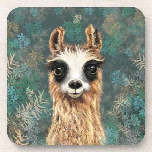 Curieuze Baby Llama - Cute - Bier Onderzetter (Voorkant)