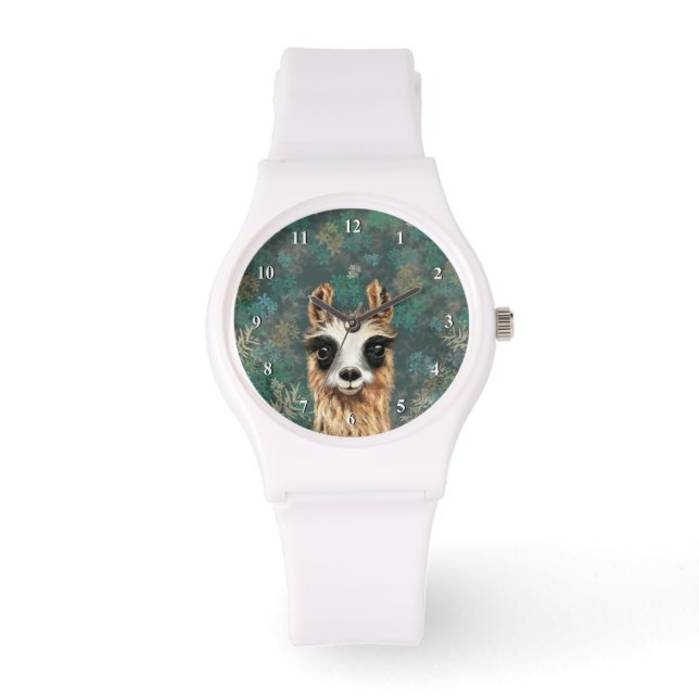 Curieuze Baby Llama - Cute Horloge (Voorkant)