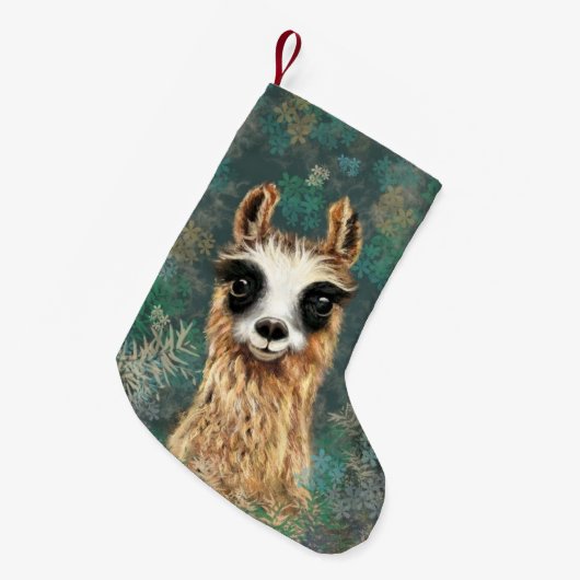 Curieuze Baby Llama - Cute Kleine Kerstsok (Voorkant (Hangend))