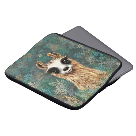 Curieuze Baby Llama - Cute Laptop Sleeve (Voorkant top)