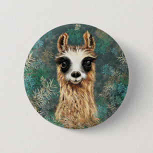 Curieuze Baby Llama - Cute Ronde Button 5,7 Cm