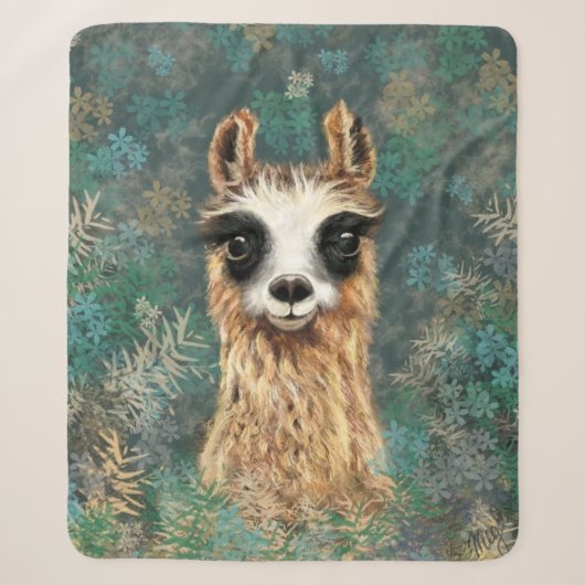 Curieuze Baby Llama - Cute - Sherpa Deken (Voorkant)