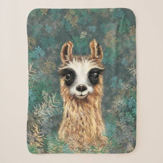 Curieuze Baby Llama - Cute Sherpa Deken (Voorkant)